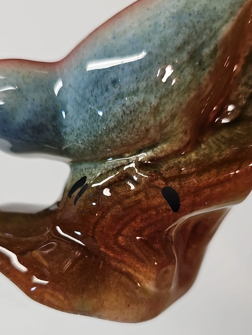 Vintage Ceramic Blue + Pink Nuthatch Bird Figural Bud Vase